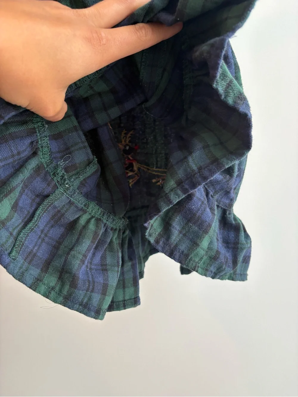 Rare Editions Toddler Girl Tartan Plaid Holiday Dress with Santa & Reindeer